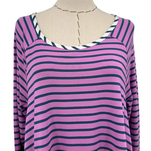 Matilda Jane Long Sleeve Top Womens Size Large Purple Stripe Front Pockets - Picture 2 of 14